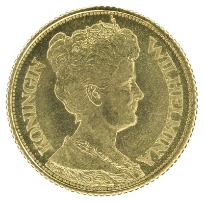 Lot 87 - Netherlands, 5 Guilders, 1912, gold coin.