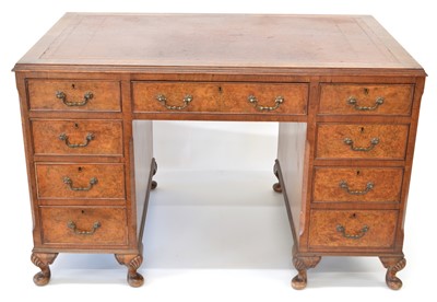 Lot 376 - 1930's twin pedestal writing desk