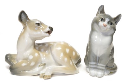 Lot 34 - Two Royal Copenhagen figures and a Dish