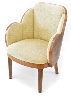 Lot 113 - Art Deco Walnut Cloud Back Armchair