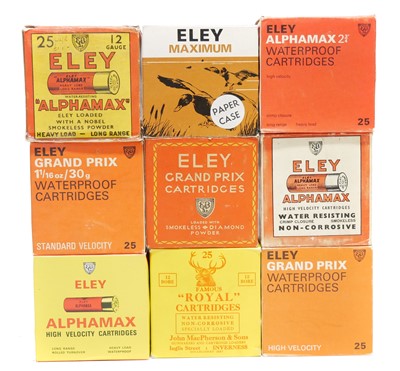Lot 352 - Nine complete boxes of vintage shotgun cartridges, LICENCE REQUIRED