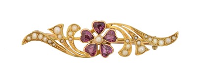Lot 9 - An early 20th century garnet and split pearl brooch