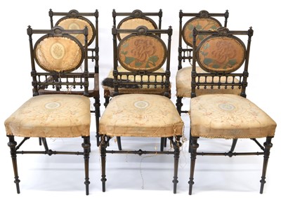 Lot 350 - Six Regency style Ebonised and Parcel Gilt Hall Chairs