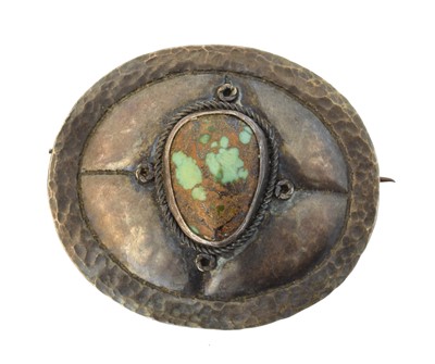 Lot 25 - An Arts & Crafts turquoise brooch
