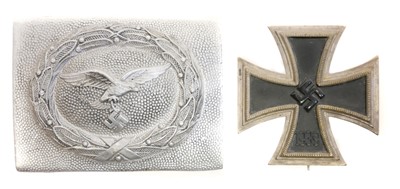 Lot 484 - Reproduction German Iron cross and Luftwaffe belt buckle.