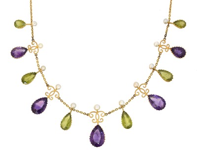 Lot 82 - An early 20th century gem-set fringe necklace
