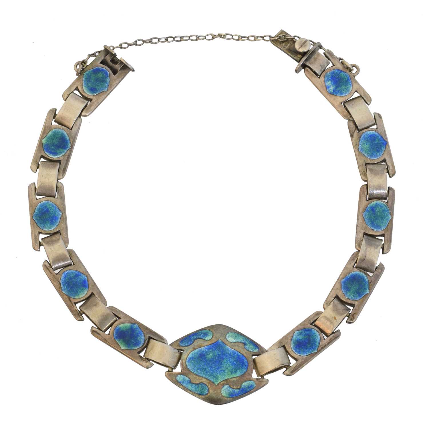 Lot 34 - A Murrle Bennett & Co silver enamel bracelet