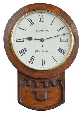 Lot 228 - Late 19th Century single fusee drop dial wall clock
