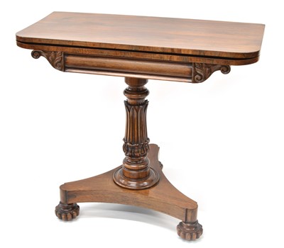 Lot 301 - William IV Rosewood Fold Over Card Table