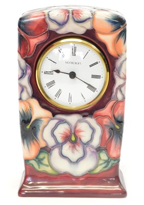 Lot 51 - Moorcroft Pansy Pattern Clock