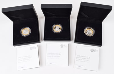 Lot 54 - Three Royal Mint Captain James Cook's Voyage of Discovery 2018 UK £2 Silver Proof Coins (3).