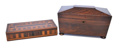 Lot 275 - Tunbridge Ware Box and Mahogany Tea Caddy