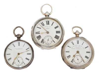 Lot 334 - Three silver open face pocket watches