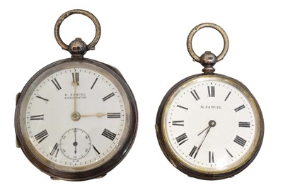 Lot 329 - Two silver open face pocket watches by H Samuel