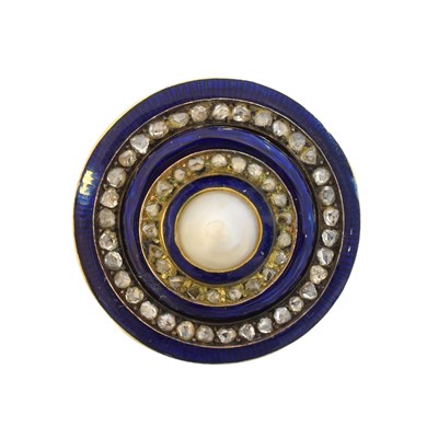 Lot 17 - A pearl diamond and enamel brooch