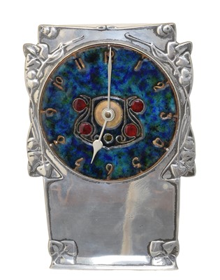 Lot 194 - An Archibald Knox for Liberty & Co. Tudric pewter and enamel mantel clock