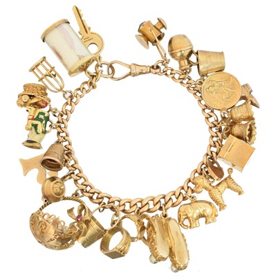 Lot 48 - A 9ct gold charm bracelet