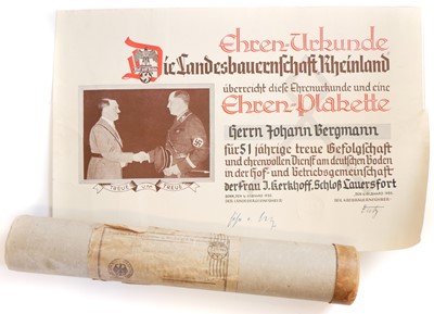Lot 516 - German Third Reich  Ehren Urkunde (certificate of Honour)