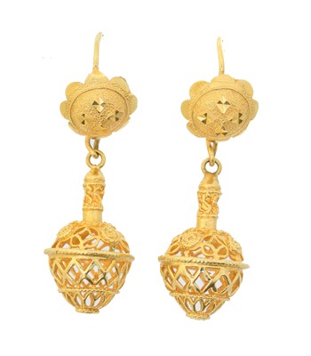 Lot 23 - A pair of drop earrings