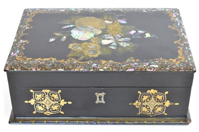 Lot 276 - Victorian Papier Mache Sewing Box