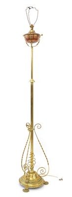 Lot 401 - Victorian Aesthetic Movement Brass and Copper Floor Standing Lamp