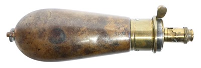 Lot 284 - Sykes brass and copper pistol size powder flask