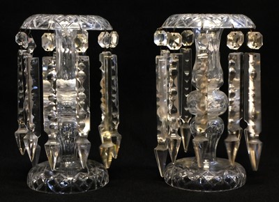 Lot 149 - Pair of cut glass lustres