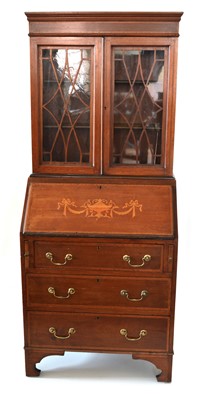 Lot 391 - Edwardian Mahogany Bureau Bookcase