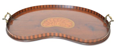 Lot 277 - Edwardian Mahogany Kidney Shaped Tea Tray