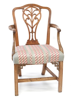 Lot 346 - George III Chippendale style mahogany armchair