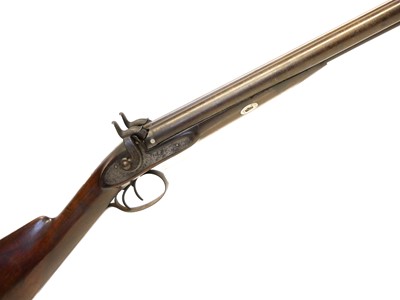 Lot 116 - Charles Jones London 16 bore percussion side by side shotgun
