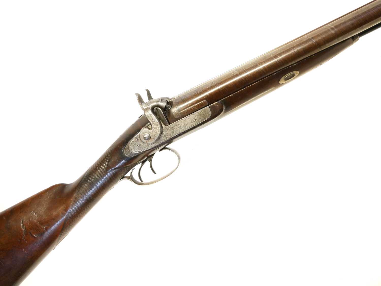 Lot 32 - Reilly percussion 10 bore double barrel side by side shotgun