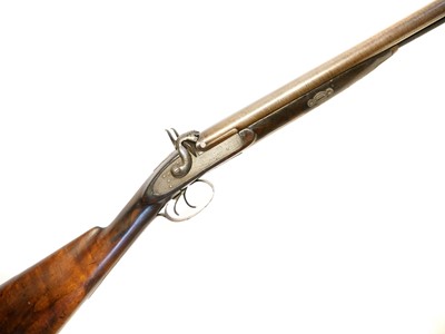 Lot 118 - Samuel Higham Owestry percussion 14 bore double barrel side by side shotgun