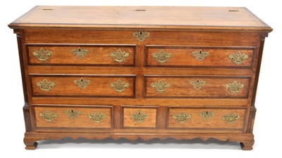 Lot 296 - George III Oak and Mahogany Cross-Banded Lancashire Mule Chest