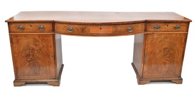 Lot 291 - Mid 19th Century Figured Mahogany Drop Centre Twin Pedestal Sideboard