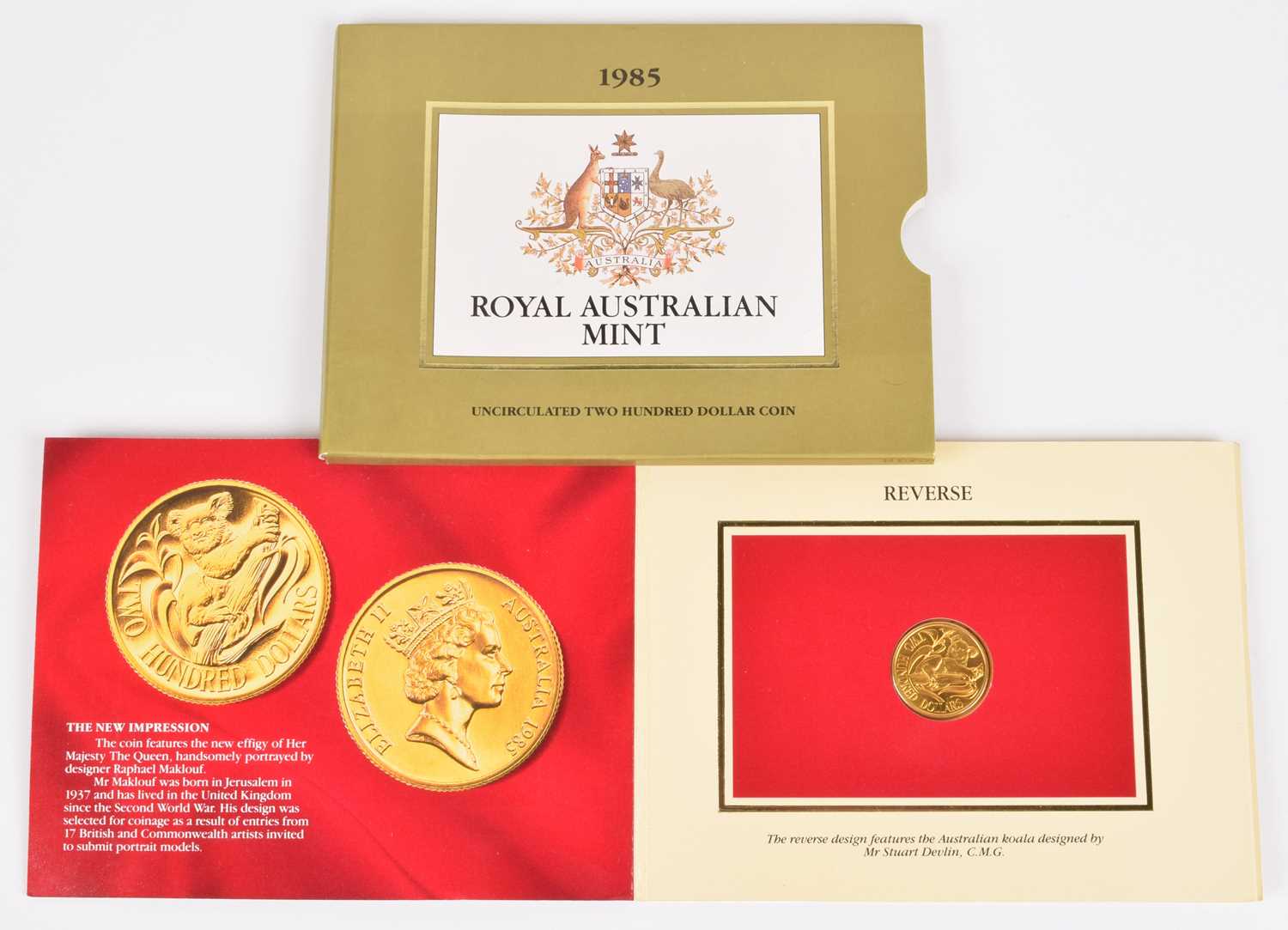 212 - Royal Australian Mint, Uncirculated Two Hundred Dollar gold coin, 1985.
