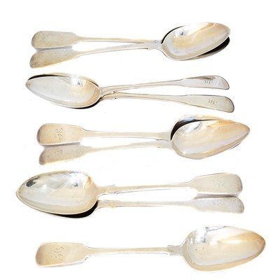 Lot 105 - A selection of George III and later silver table spoons