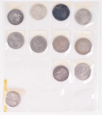 Lot 55 - One sleeve of silver and later historic Crowns from Charles II to Queen Elizabeth II (11).