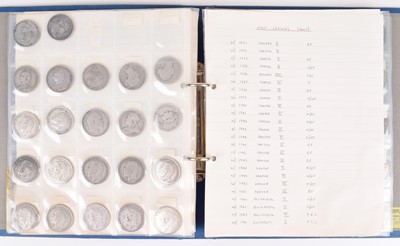 Lot 131 - Four sleeves of silver and later Halfcrowns and Florins from King George III to Queen Elizabeth II.