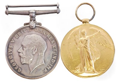 Lot 359 - Two World War One Medals awarded to 5696 A. CPL. R. DAVIES MANCHESTER REGIMENT (2)