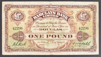 Lot 144 - A Barclays Bank Limited, Isle of Man, One Pound banknote.