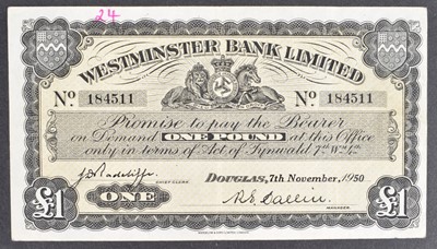 Lot 145 - A Westminster Bank Limited, Isle of Man, One Pound banknote.