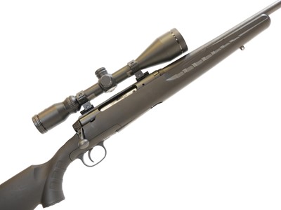 Lot 454 - Savage .243 bolt action rifle with scope, and moderator LICENCE REQUIRED
