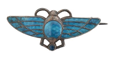 Lot 18 - An early 20th century silver enamel scarab brooch