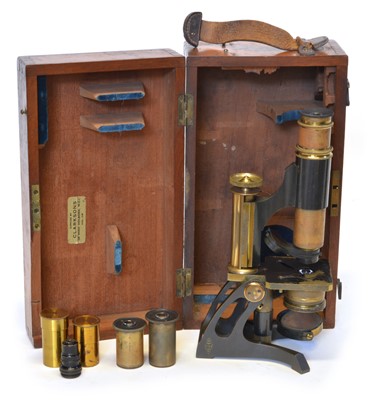 Lot 203 - Late 19th Century Brass Microscope