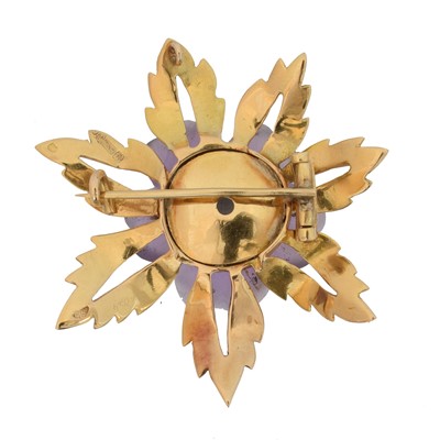 Lot 34 - An 18ct gold amethyst and diamond brooch by Garrard & Co.