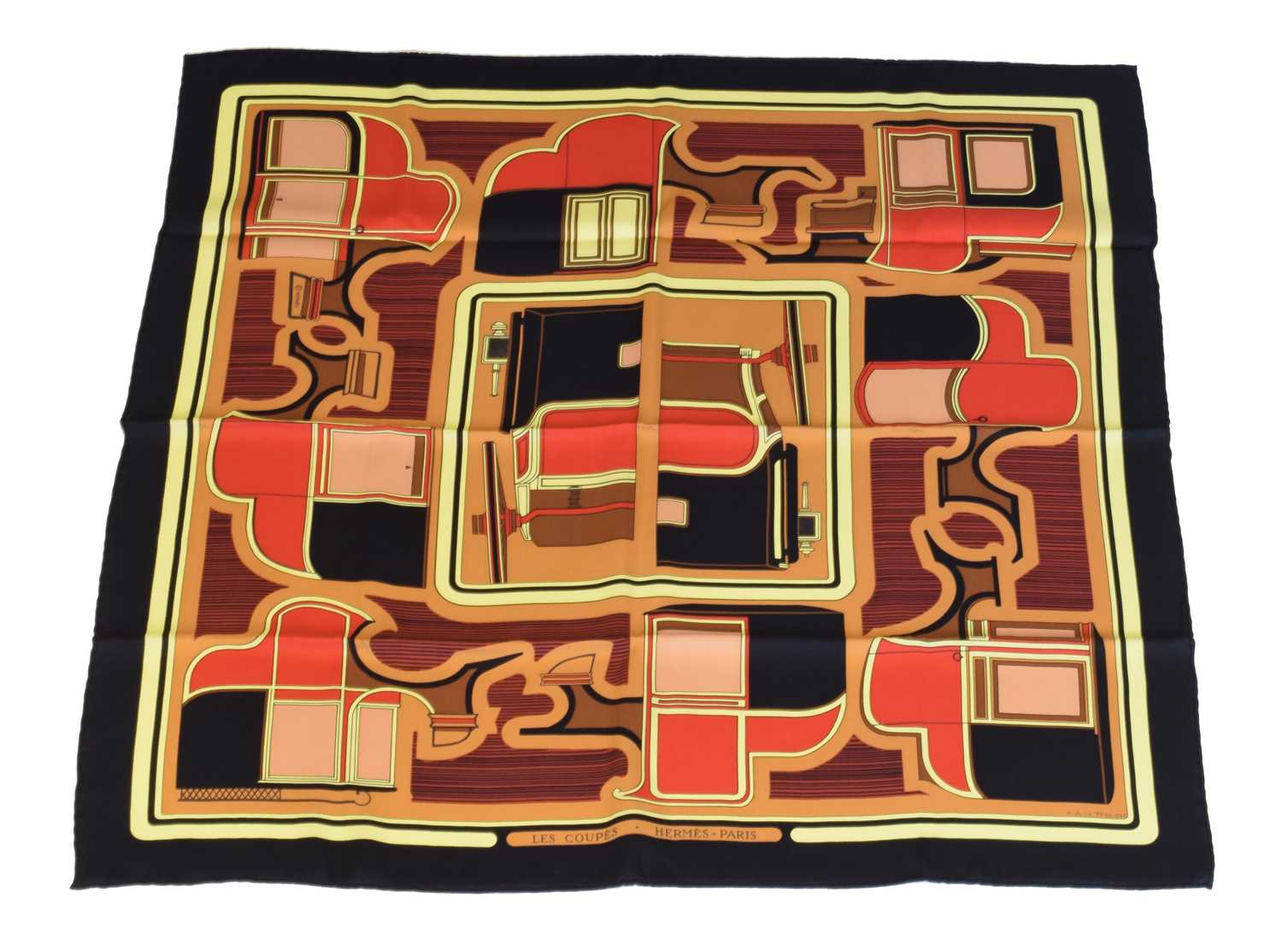 Lot 208 - A Hermès "Les Coupes" silk scarf by Francoise de la Perriere