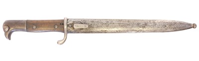 Lot 259 - German small size KS98 saw back bayonet and scabbard