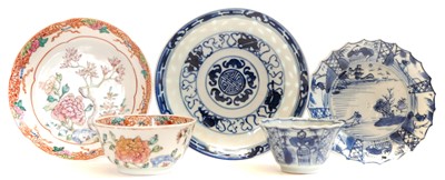 Lot 187 - Two Chinese teabowls and saucers and one other saucer