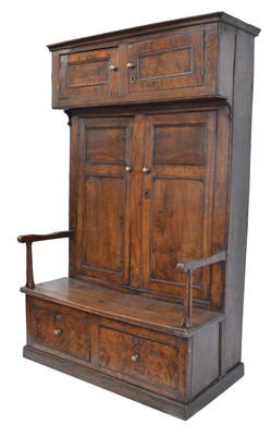 Lot 268 - George III Burr Elm West Country Bacon Settle